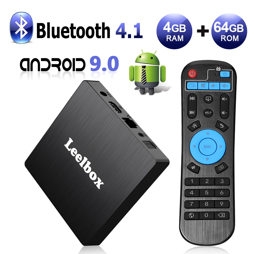 Leelbox Q4 Max Android 9 0 tv Box 4 ГБ ОЗУ 64 Гб ПЗУ RK3328 четырехъядерный встроенный BT 1 с
