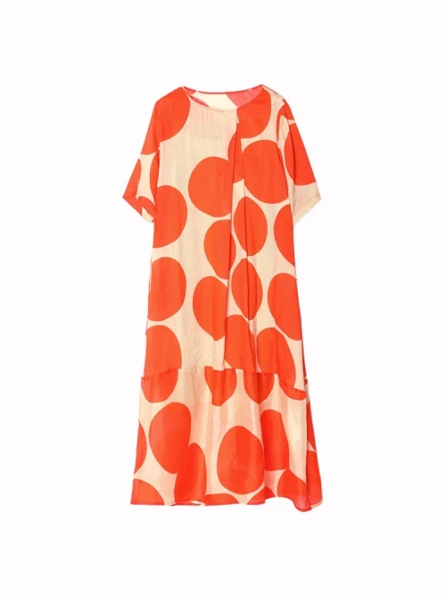 Polka Dot IRINAY195 коллекция ss дизайн повседневное Свободное длинное платье из шелкового полотна в горошек - Цвет: Polka Dot