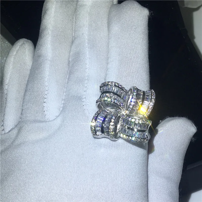 Роскошный большой цветок 925 Серебряное кольцо AAAAA камень циркон обручальные