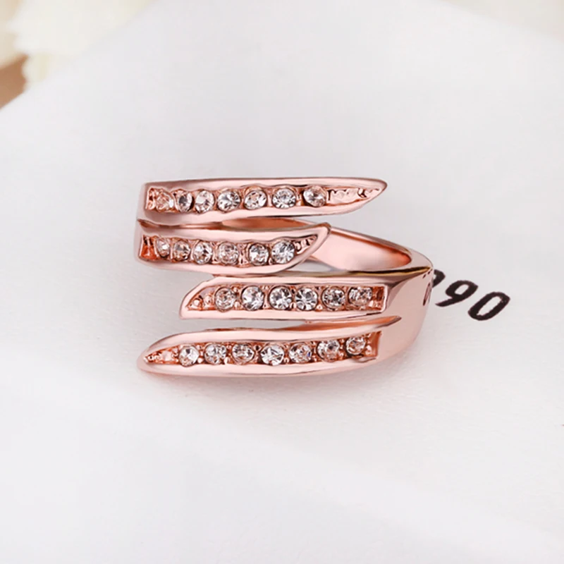 Женское вечерние ЦО с подвеской в виде крыла ангела розовое золото 18 карат|brand rings