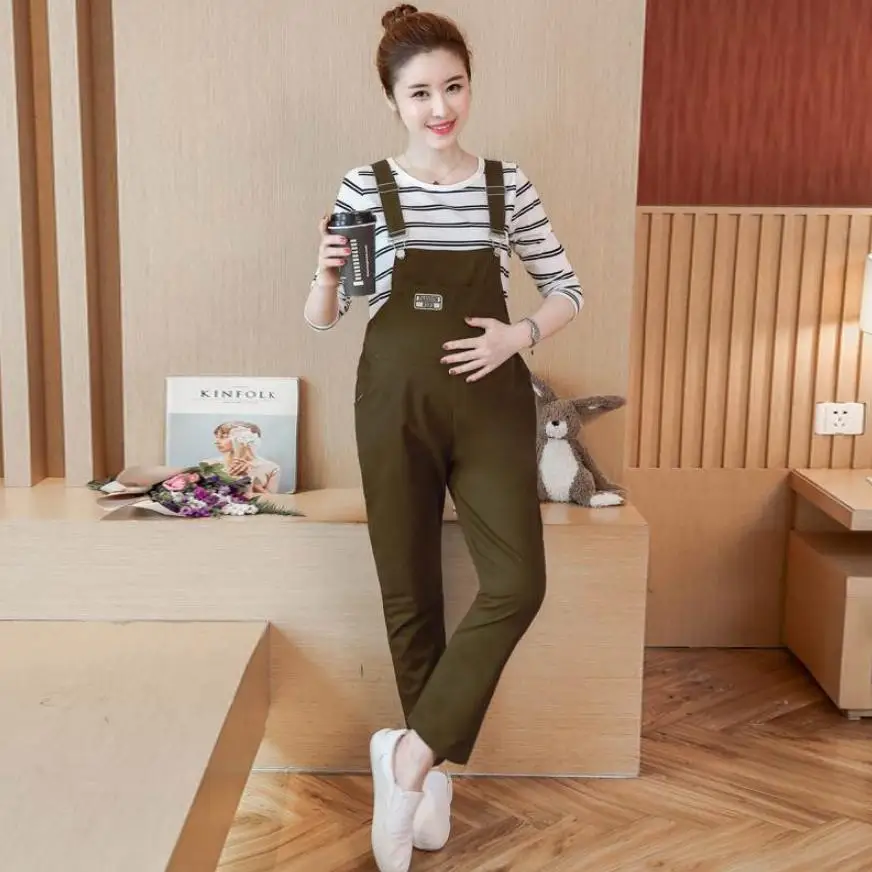 Комбинезоны для беременных женщин Свободные однотонные комбинезоны брюки на