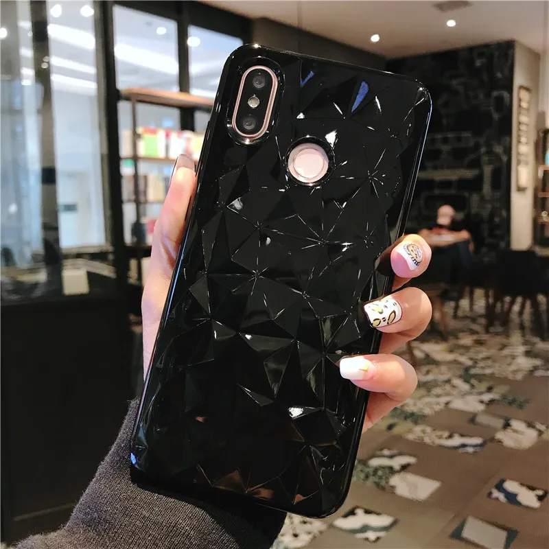 Чехол Lovebay с алмазной текстурой для Xiaomi 6X8 SE MIX 2S Pocophone F1 Redmi 4A 4X 5A 6 Pro Роскошный ультра тонкий мягкий прозрачный чехол для телефона - Цвет: black