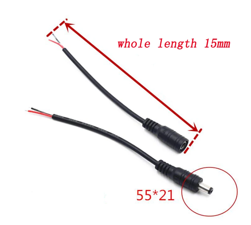 20pcs DC Power Connection Cable Male Female Connector 5.5*2.1mm DIY Extension Connect for Model Adapter Parts | Игрушки и хобби