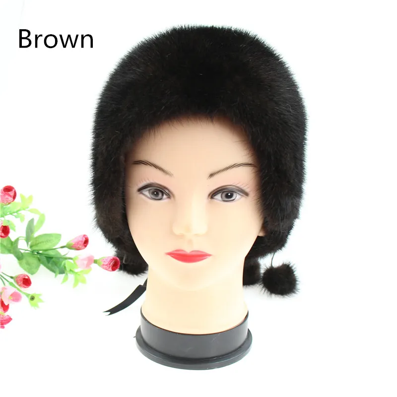 Русская зимняя меховая шапка для женщин из натурального меха норки с