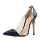 Туфли-лодочки женские прозрачные и кожаные, на высоком каблуке-шпильке, Размеры 35-46