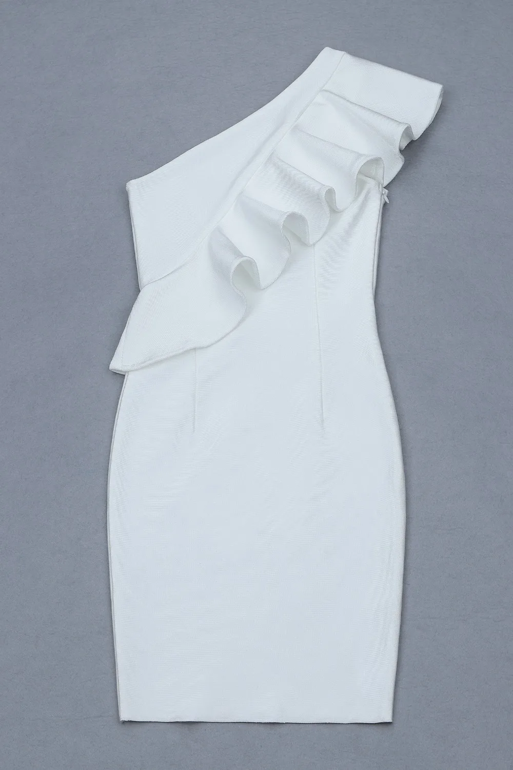 Белое Бандажное платье на одно плечо с оборками из искусственного шелка