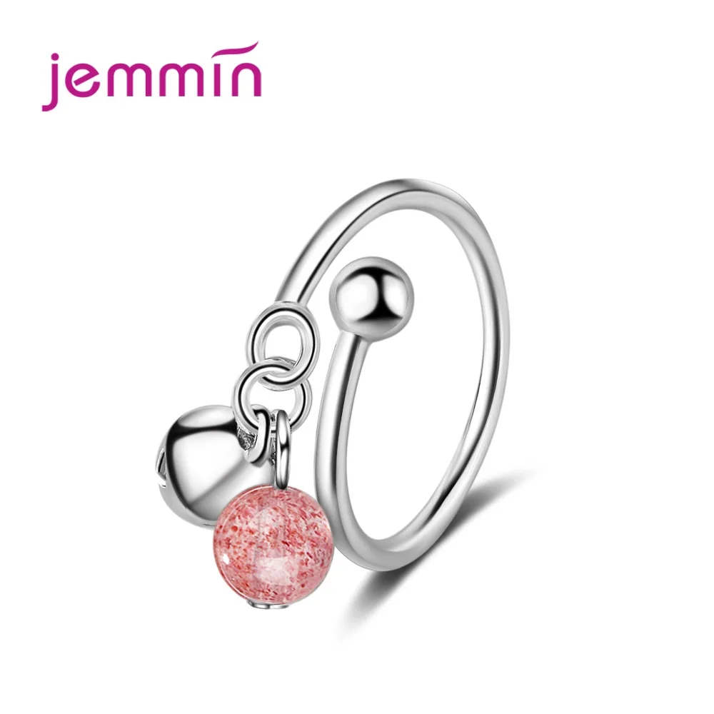 

New Arrival Strawberry Crystal Bead Bell Opening Rings For Women Creative Cute Style Girl Fashion Jewelry