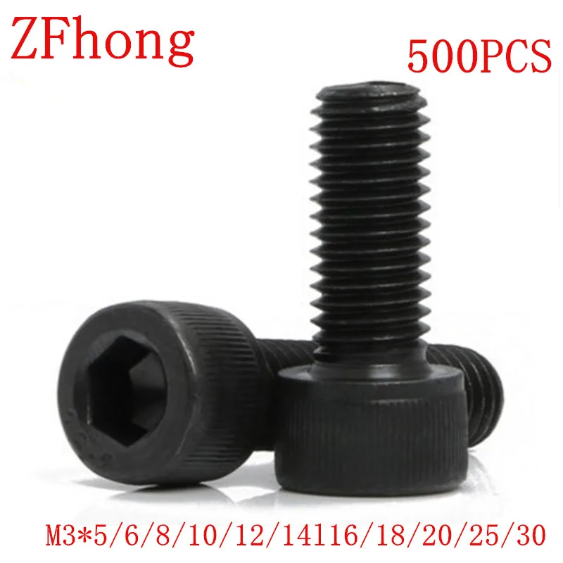 

100/500PCS din912 12.9 grade M3 3mm hex socket cap head screw length 5mm to 100mm