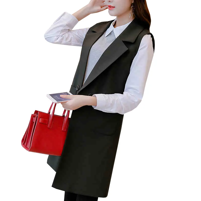 Новый модный брендовый женский жилет на весну и осень элегантный Длинный блейзер