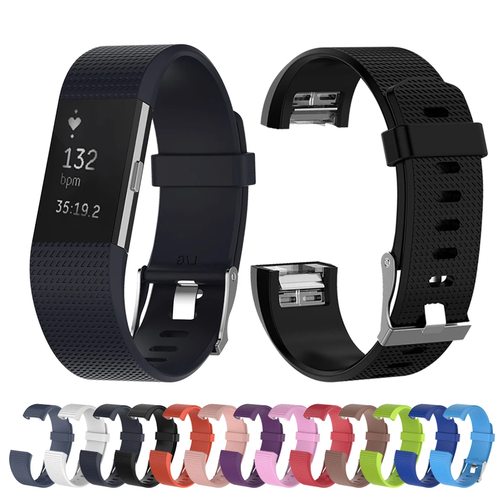 Спортивные силиконовые петля для браслета FitBit Charge 2 ремешок для женщин мужчин Смарт часы браслет с металлической застежкой классические полосы для Charge2