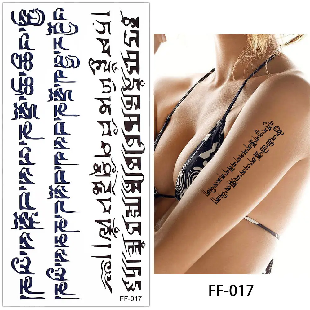 FF 017 Glaryyears 26 дизайнов 1 лист поддельный Черный Алфавит тела татуировки стикер временный водонепроницаемый рука шеи DIY искусство для женщин мужчин FF - Цвет: FF 017