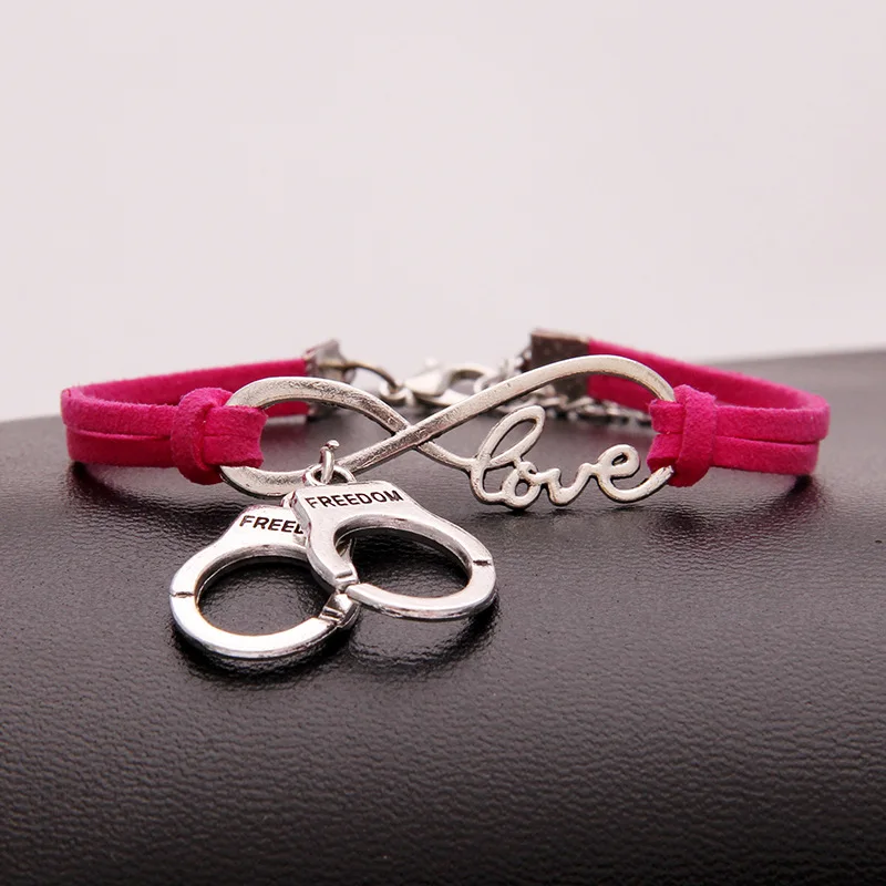 Женский кожаный браслет наручники подвеска в виде наручников|leather bracelet women|leather