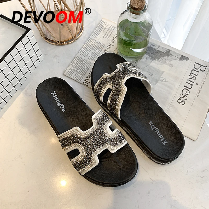 Женские шлепанцы с кристаллами летние для дома 2019|Тапочки| |