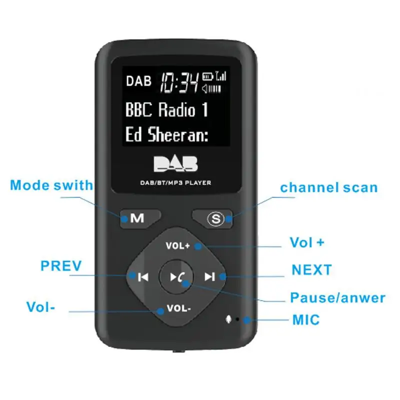 Карман DAB радио Портативный цифровое с Bluetooth MP3 плеер|MP3-плееры| |