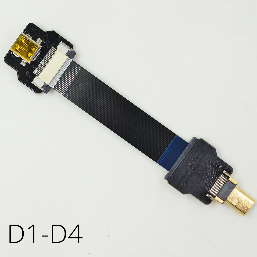 FPV вверх вниз Угловой Micro HDMI D Тип Мужской Женский к Кабель Гибкий плоский кабель