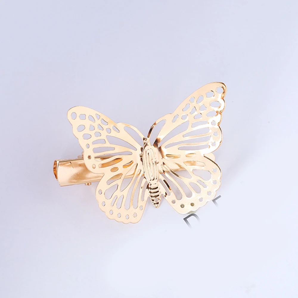 6 Pcs Hollow Golden Butterfly Barrettes Alloy DIY Hair Clips Metal Accessories Elegance Ladis Hairgrip Clamps |