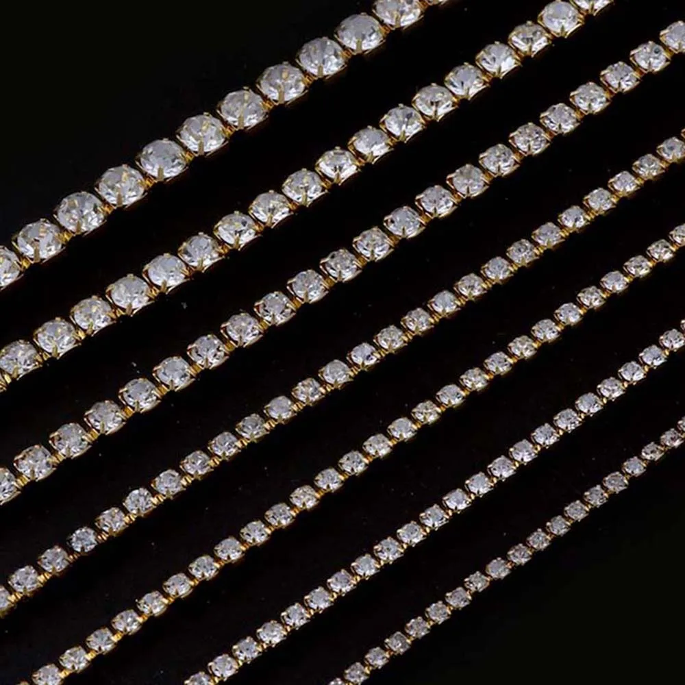 9 метров Золотое основание с прозрачными цветами стразы декоративный камень для