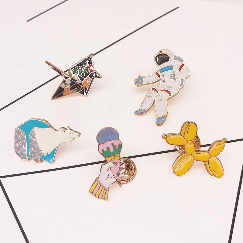 Space travel balloon dog cartoon astronauts drip collecting enamel pin brooch cowboy backpack badge the gift to boys and gir | Украшения и