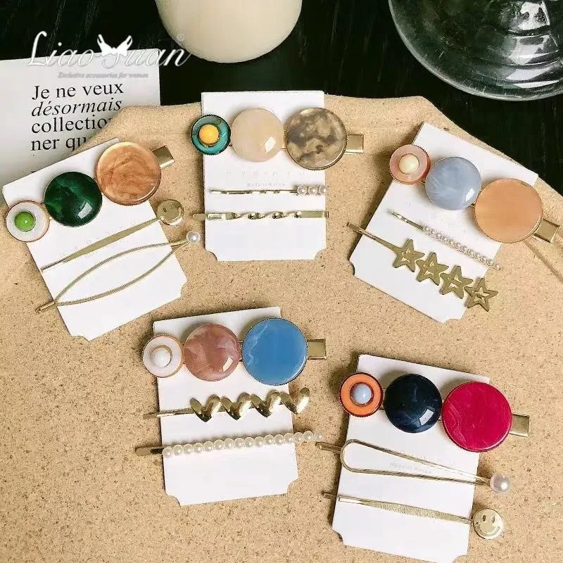 Новые 3 шт/комплект Жемчуг Металл золотистый цвет волос заколка Hairband для прически