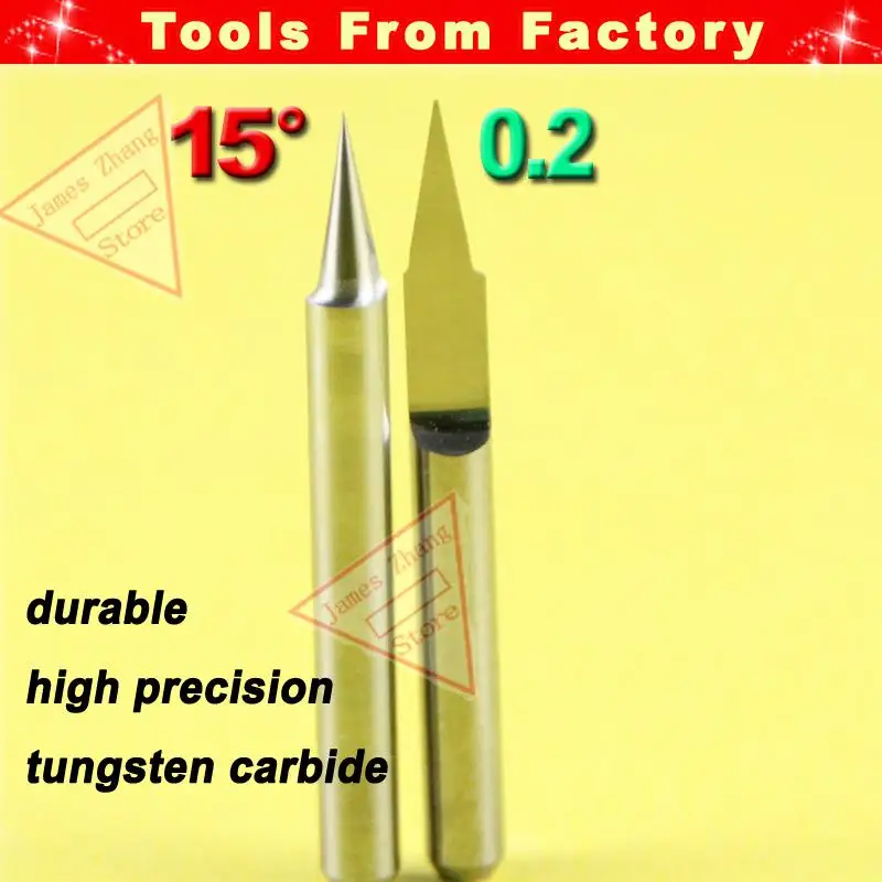 

HUHAO 10pcs New Carbide Knife PCB CNC Engraving Router V Bits 15 Degree 0.2mm # J3.1502