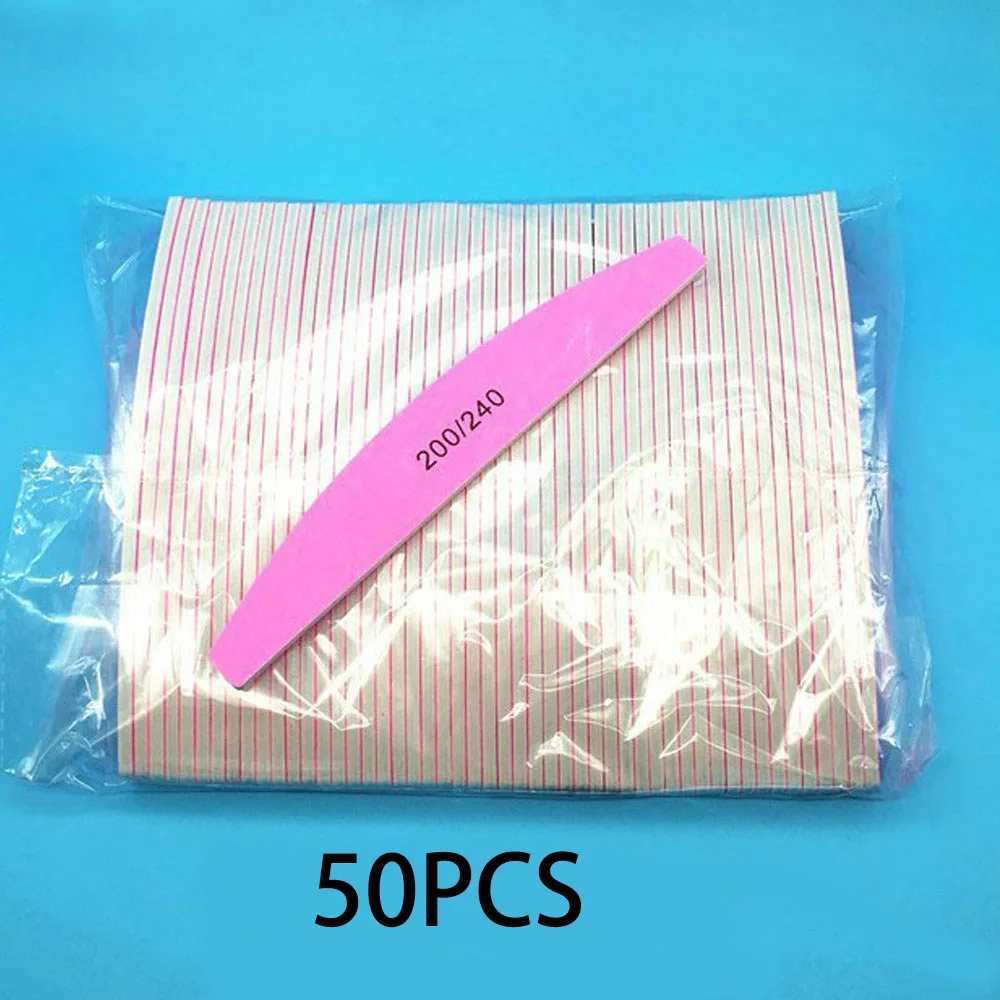 50PCS set 5 50 шт. пилок для ногтей, буфер для гель-лака, для удаления кутикулы, 100/180 триммер, лайма, буферы, набор, маникюрный набор для шлифовки, пилочка для ногтей - Цвет: 50PCS set 5