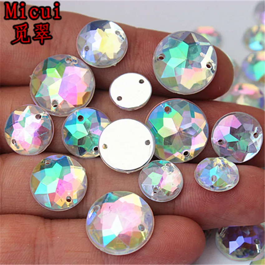100 шт. прозрачные круглые акриловые стразы Micui ZZ4A 10/12/13/15 мм|sew on|acrylic rhinestonesrhinestone