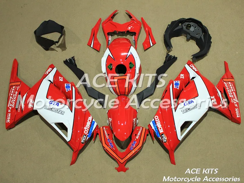 

Новый обтекатель для мотоцикла из АБС-пластика для Kawasaki Ninja300 2013-2017, впрыскивающий обтекатель, Удивительный белый красный ACE No.811