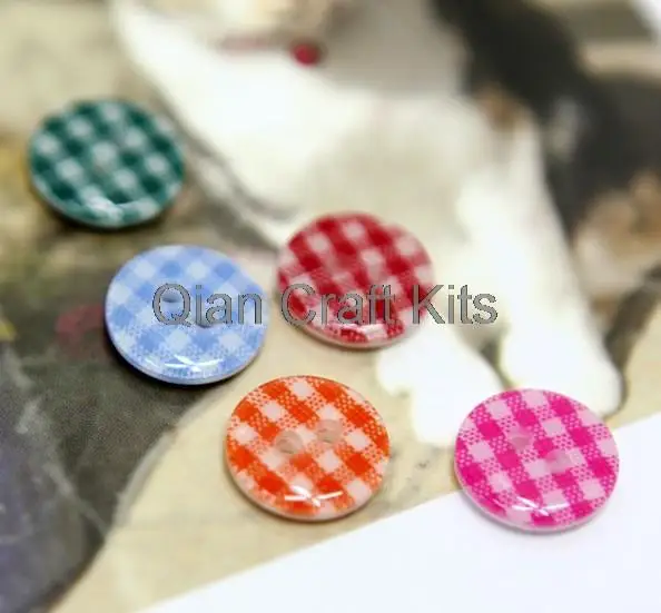 

800pcs gingham 13mm Resin Buttons mixed colors Check Pack Buttons