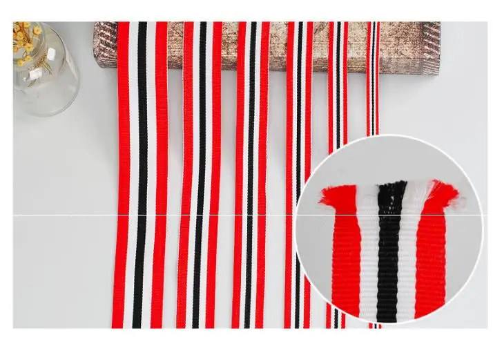 

Hot 2M/lot 10-40mm Red White Black stripes cap with Ribbon Braid DIY Clothing Belt dresse blouses accessories sewing accessories