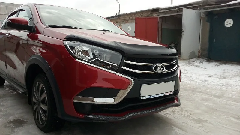 Хромированные накладки из нержавеющей стали на решетку радиатора для Lada XRAY и XRAY Cross Лада Иксрэй Хрей Кросс хром аксессуары