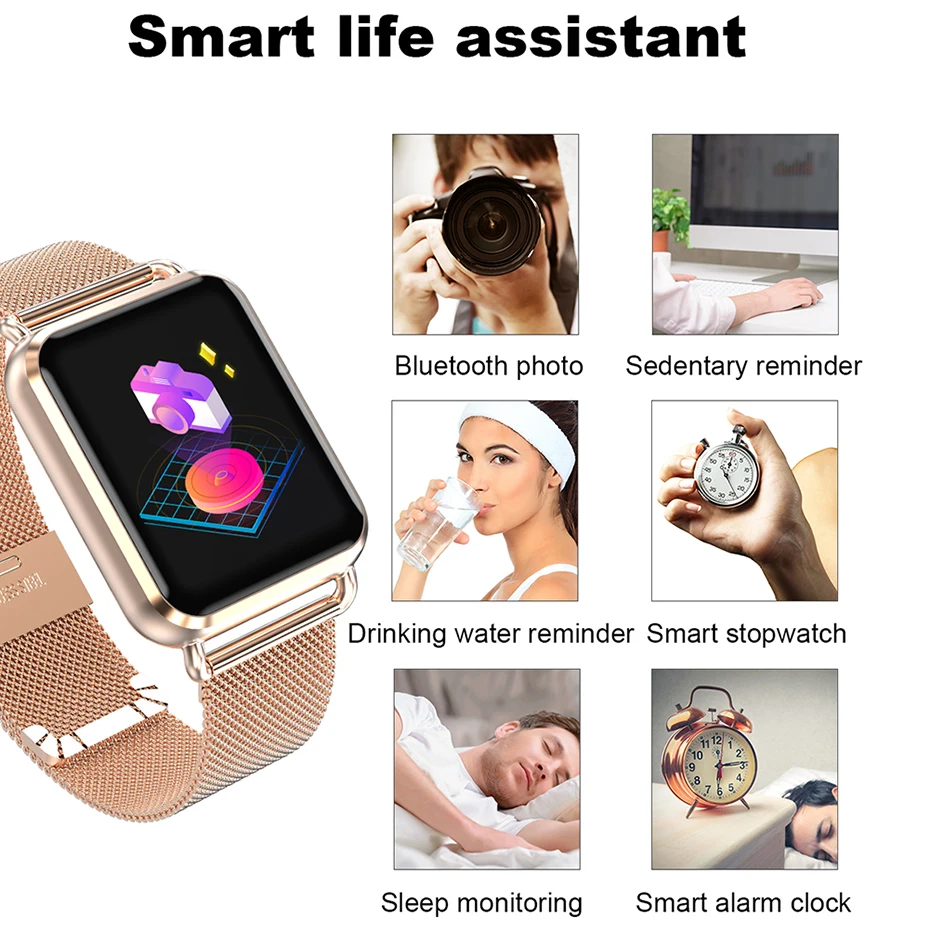 Мужские смарт часы с пульсометром для Android iOS шагомер цветной экран