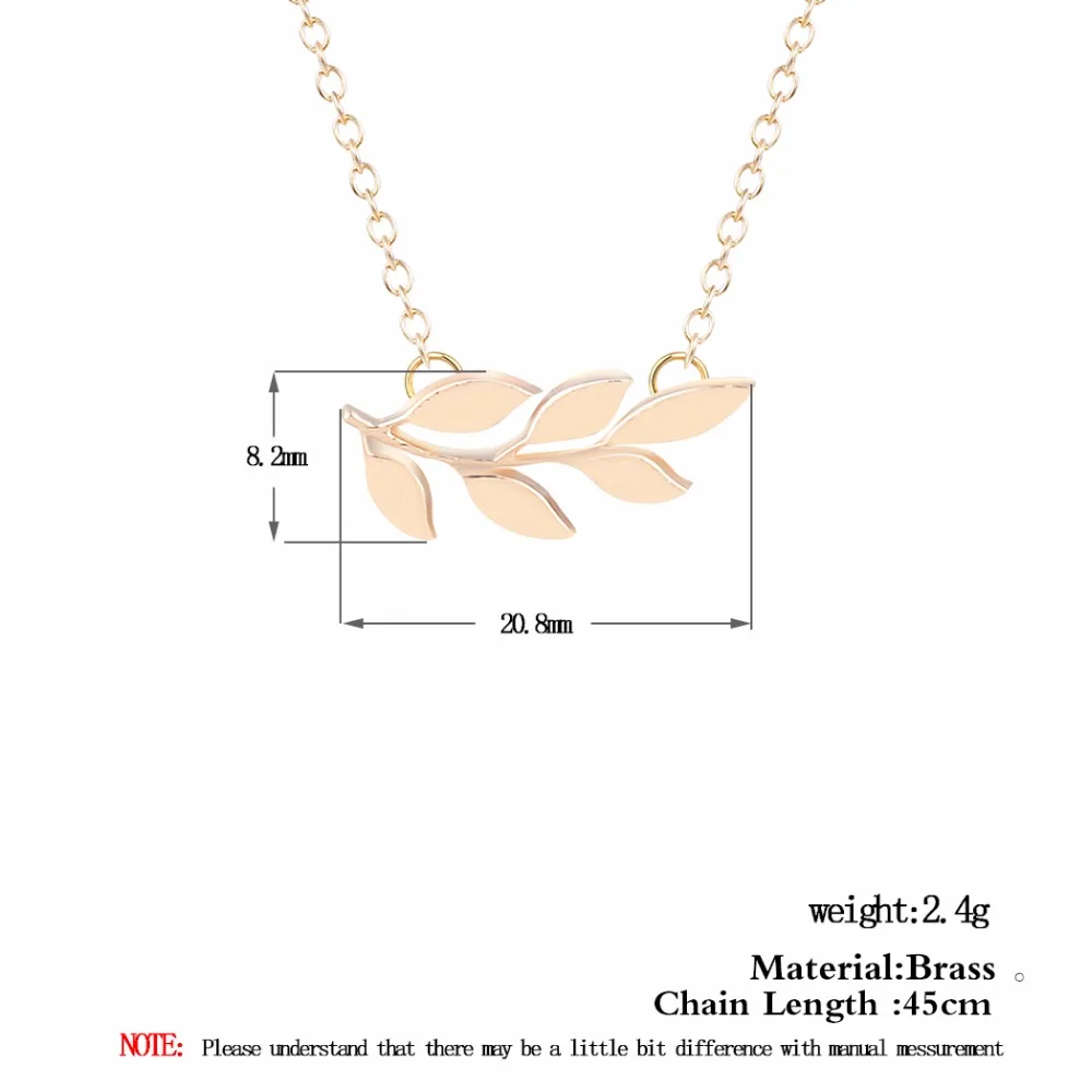 Женское Ожерелье цепочка с кулоном в виде листьев оливковой ветки|leaf necklace|statement