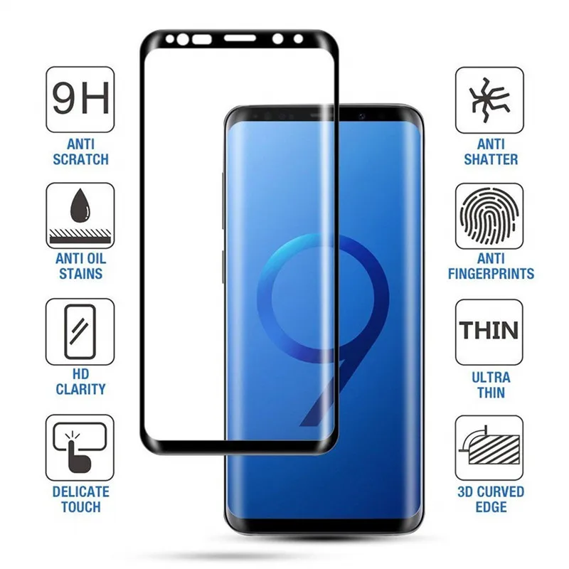 2 шт. 6D полностью покрывающее изогнутое закаленное Стекло для samsung Galaxy S8 S9 Plus Note 8 9