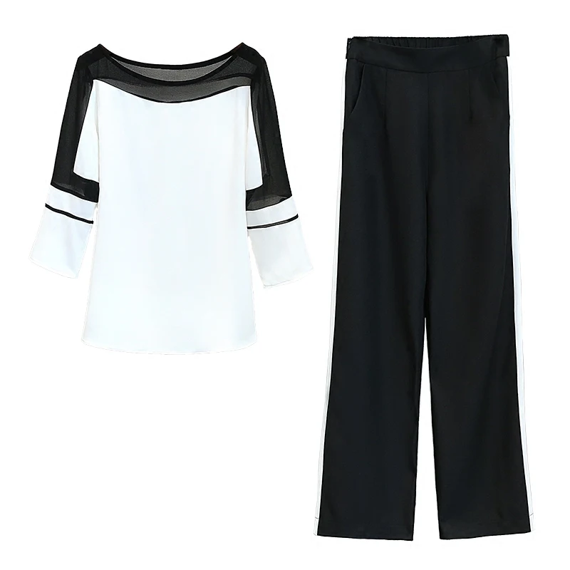 Весенние шифоновые комплекты из двух предметов для женщин 2020 модный элегантный