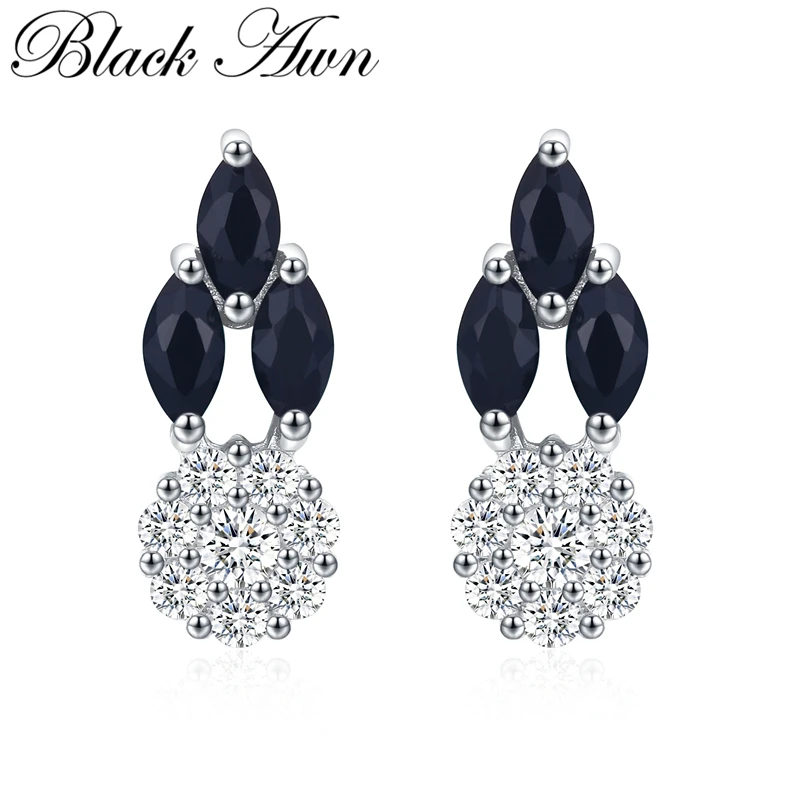 

[BLACK AWN] Silver Color Cute Boucle D'oreille Engagement Stud Earrings for Women Fashion Jewelry I094