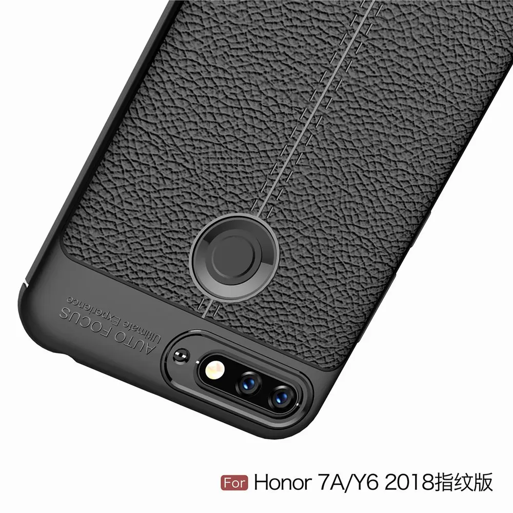 Чехол для huawei Honor 7A Pro 8E роскошные Мягкий противоударный кожи зернистой ТПУ задняя