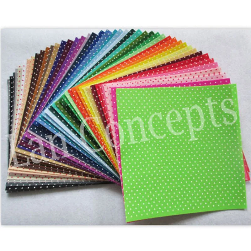 

30X30cm Non-woven Sheet with Polka Dots Polyester Felt Fabric Sheets for DIY gift crafts - 44pcs/lot mixed color free shipping
