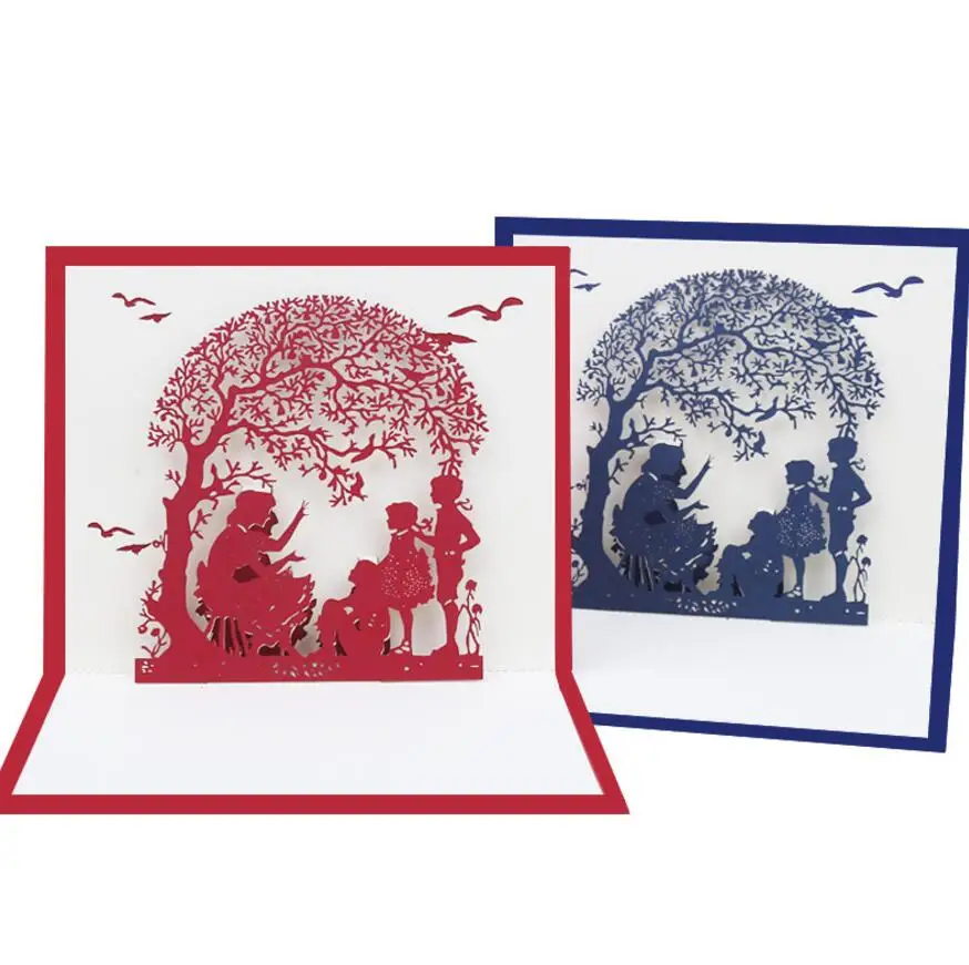 

10pcs Handmade Kirigami Origami Tree Kids 3D Pop UP Greeting Cards Invitation card For Wedding Birthday Party Gift