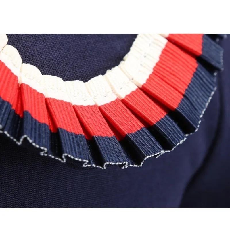 Платье для девочек хлопковое с круглым вырезом и коротким рукавом бантом