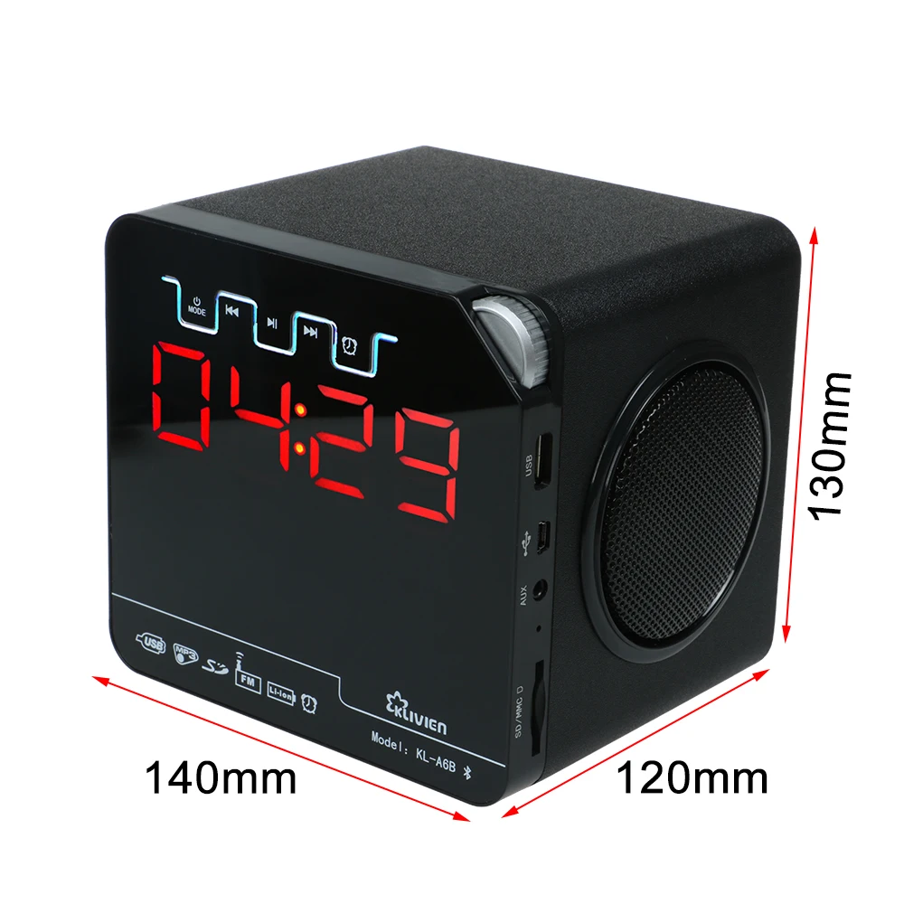 Abuzhen bluetooth колонка портативная беспроводная fm радио с будильником светодиодный