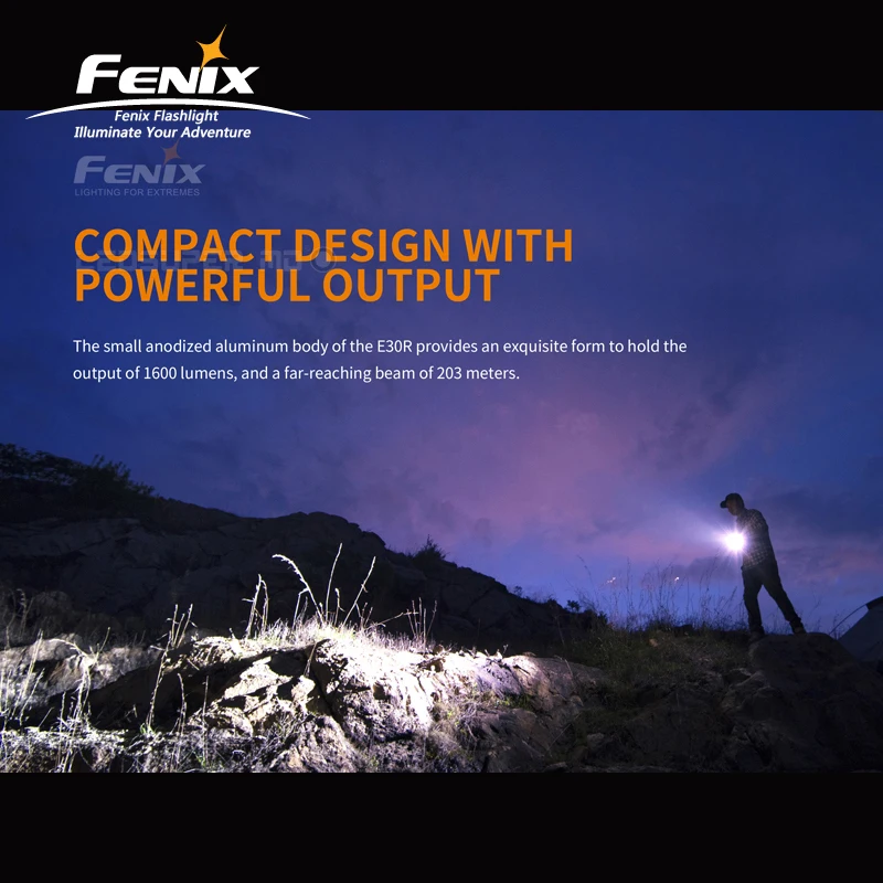 저렴한 1600 루멘 Fenix E30R 충전식 손전등 (자기 충전 케이블 및 ARB-L18-3500 포함) 3500mAh 리튬 이온 배터리