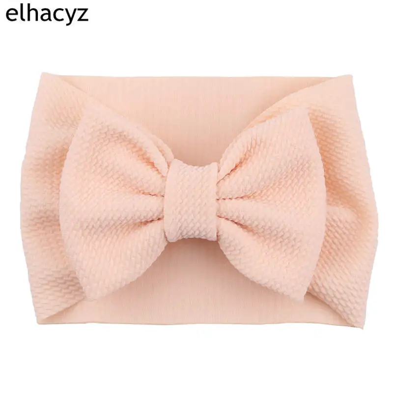1 New Arrival Turban Popular 5'' Big Hair Bow Headband For Girls Headwrap Textured Fabric Elastic Kids DIY Hair Accessories - Цвет: 1