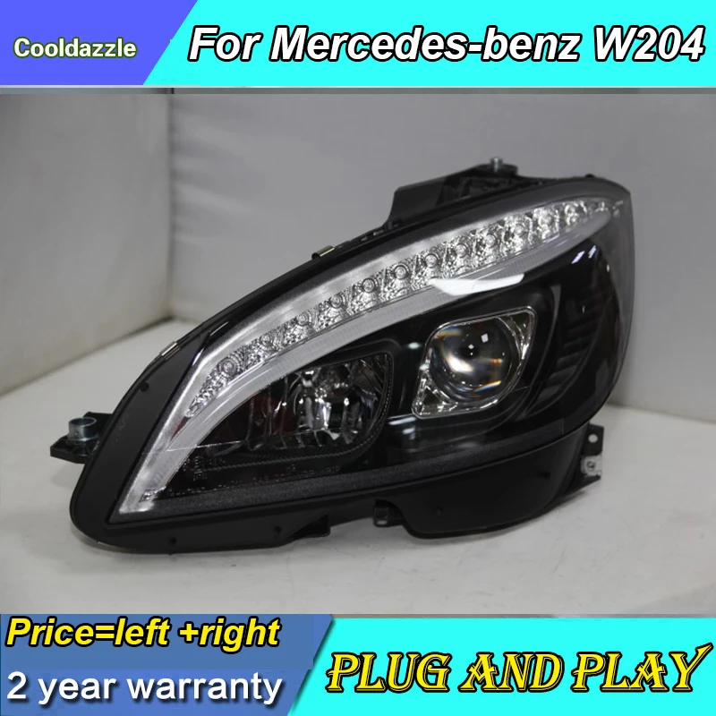 Для Mercedes-Benz W204 светодиодный налобный фонарь 2007 2008 2009 2010 2011 головной светильник передние фары с дневными ходовыми светильник
