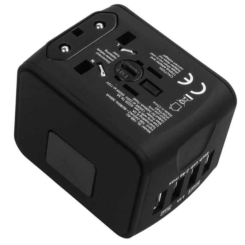 Дорожный адаптер Международный универсальный питания все-в-одном с 3.4A 4 USB по