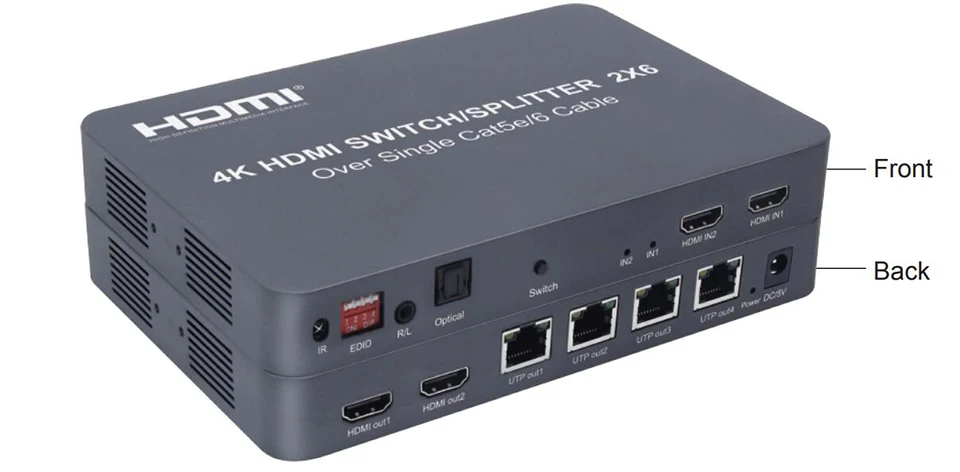 4 K@ 30 Гц HDMI удлинитель 100 м 2x6 HDMI переключатель передатчик с 2 HDMI вход+ 2 HDMI выход+ 4 канала RJ45 Расширенный выход