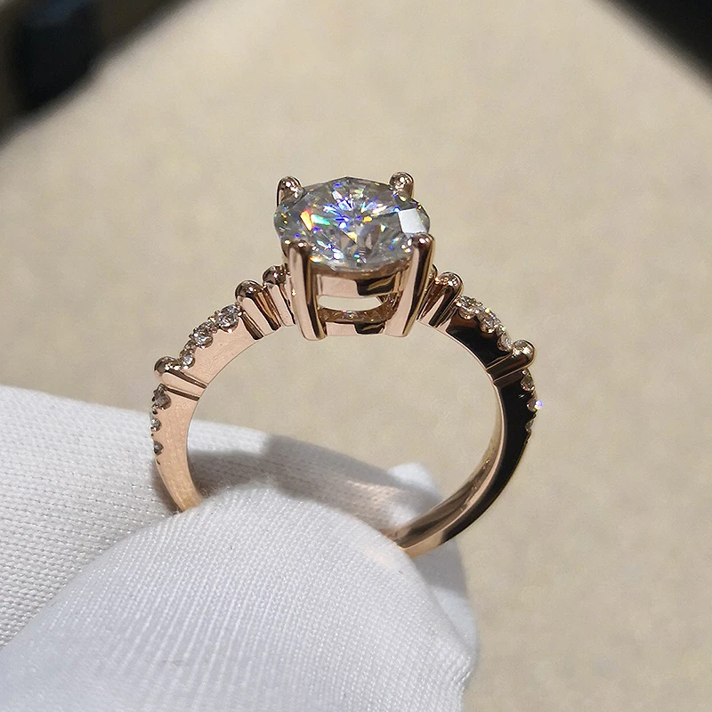 Solid 18K Yellow Gold Au750 1Ct 6.5mm Round Brilliant Cut Moissanites 4 Prong Ring Engagment Solarite For Women | Украшения и