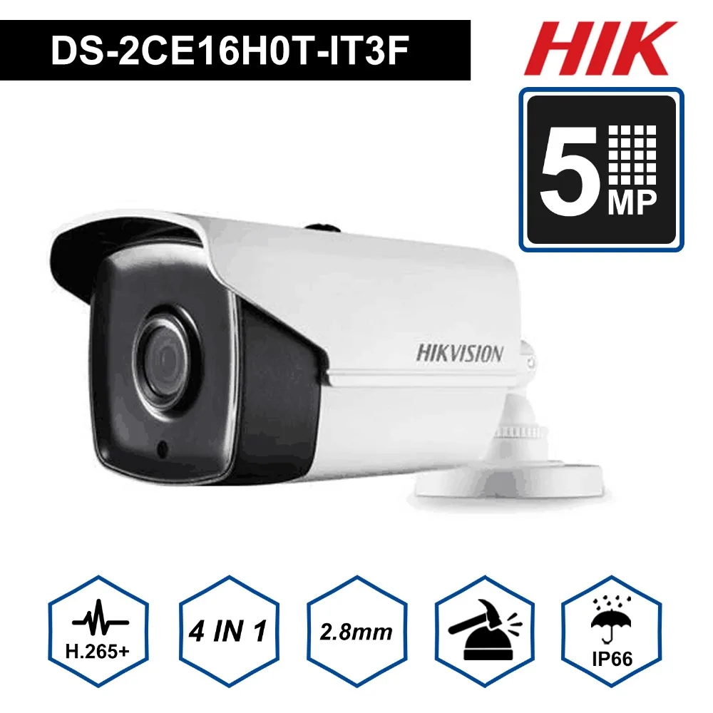 Hik 5MP TVI/AHD/CVI/CVBS 4 в 1 Аналоговый пуля Камера DS 2CE16H0T IT3F 5 мегапикселя с высоким уровнем