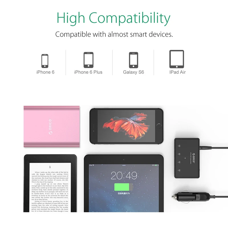 Автомобильное зарядное устройство ORICO 36 Вт 4 порта адаптер для Android iphone ipad