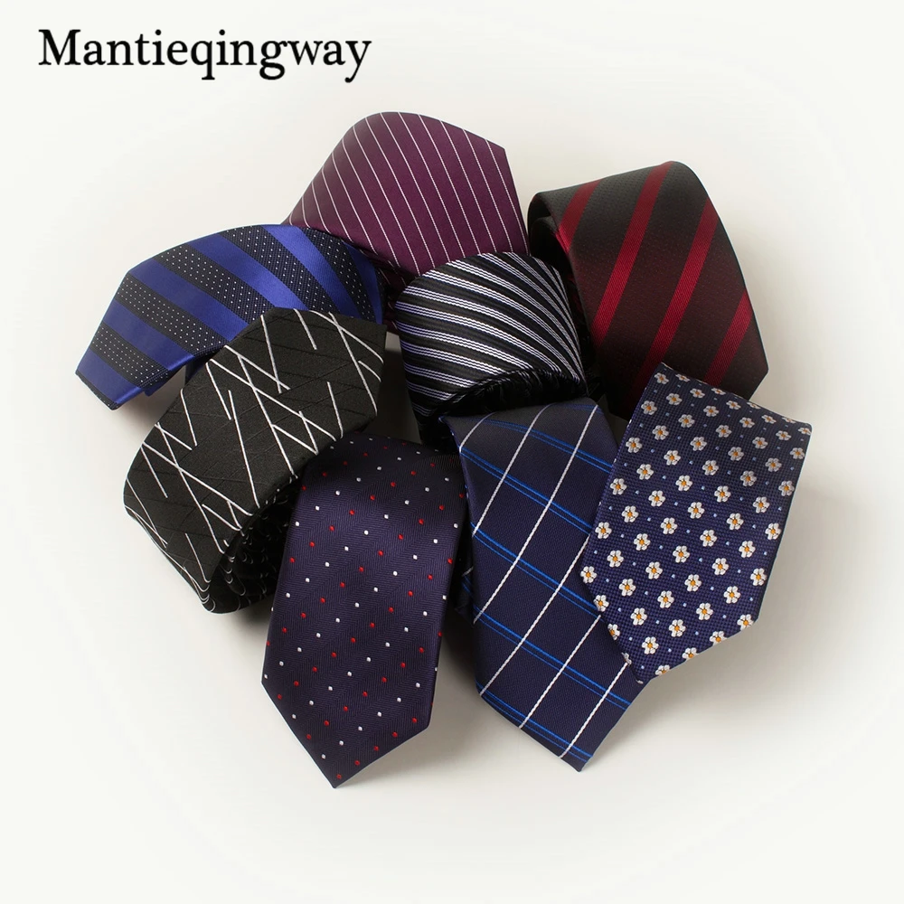 Mantieqingway 6 см галстук из искуственного шелка Узкий Gravata классические полосатые