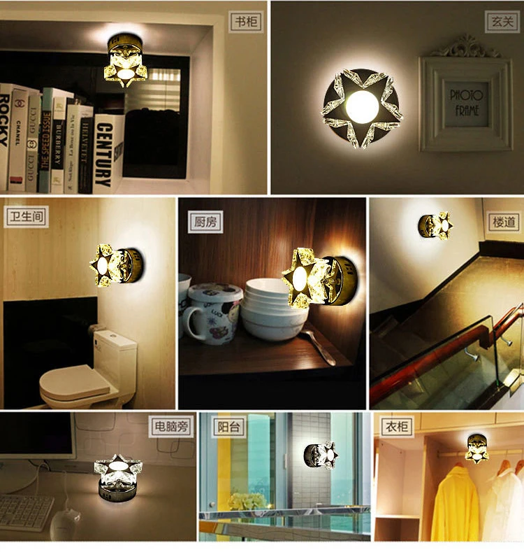 Lámpara de lámpara Led de techo de cristal Simple para habitación, luz moderna de estrella para pasillo, balcón, pasillo, luz de techo para el hogar